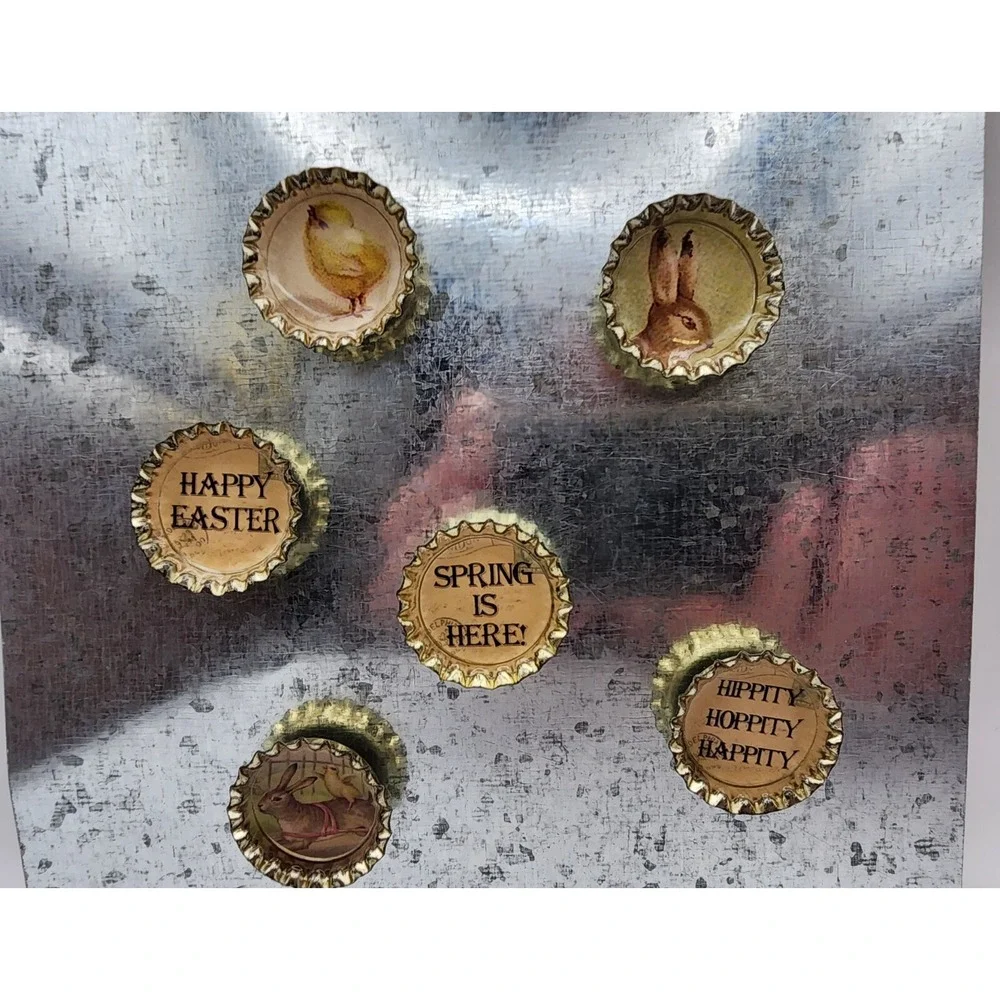 Primitives By Kelly Bottle Cap Magnets Vintage Easter‎